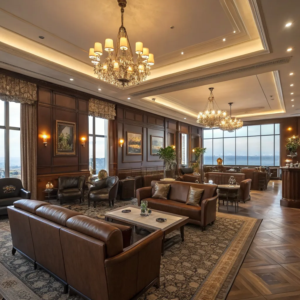 Elegant private club lounge interior